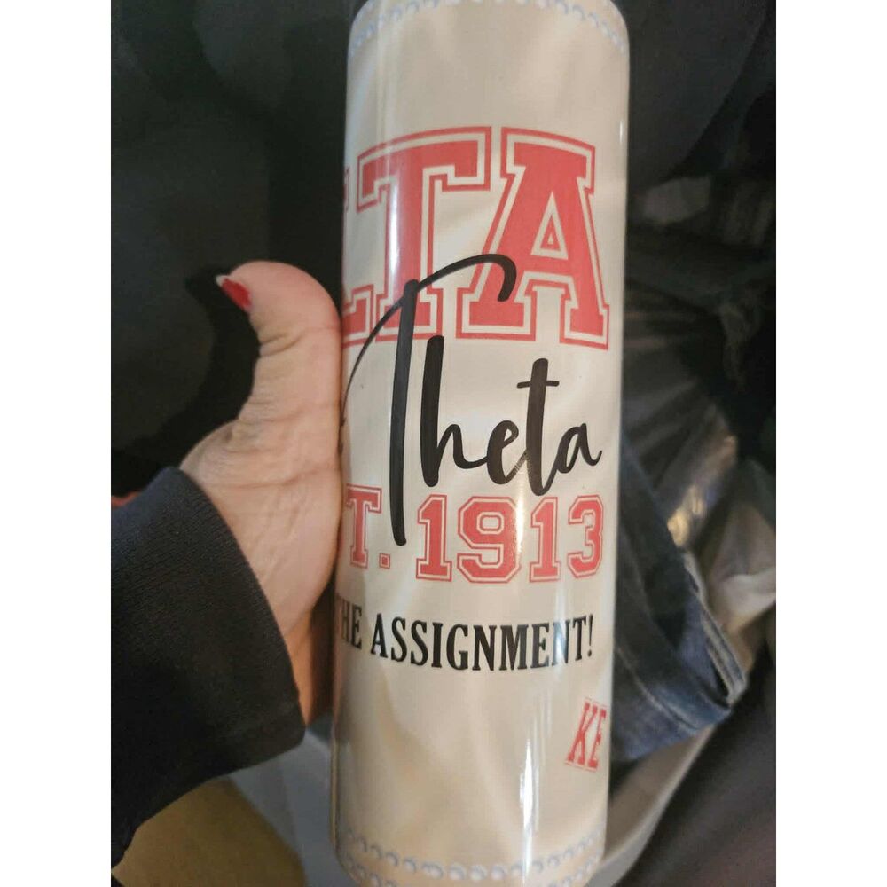 New/ Unused Custom Delta Sigma Theta Stainless Steel Skinny Tumbler w/ Straw